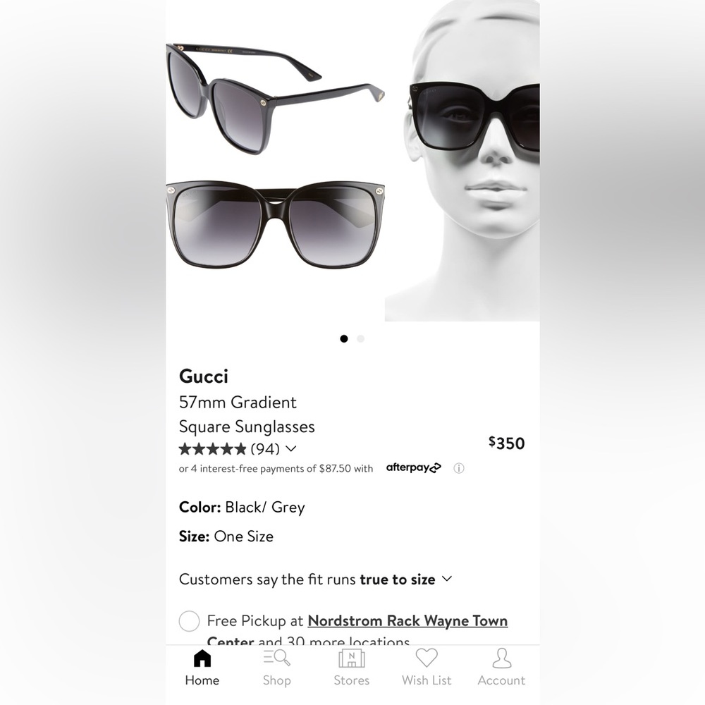 Gucci 57mm Women Square Sunglasses